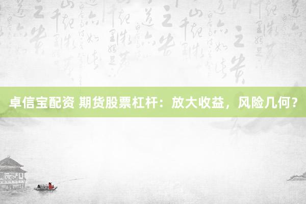 卓信宝配资 期货股票杠杆：放大收益，风险几何？